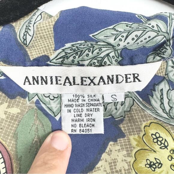 Vintage Annie Alexander Whimsigoth Office Floral Silk Body Suit Button Down S - Picture 9 of 12